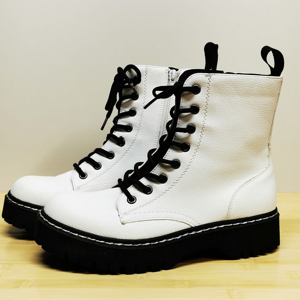 White combat boots